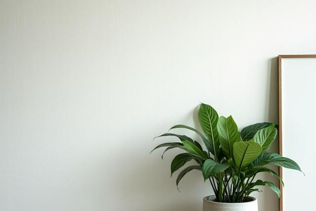 Mønstret tapet i et elegant rom med planter